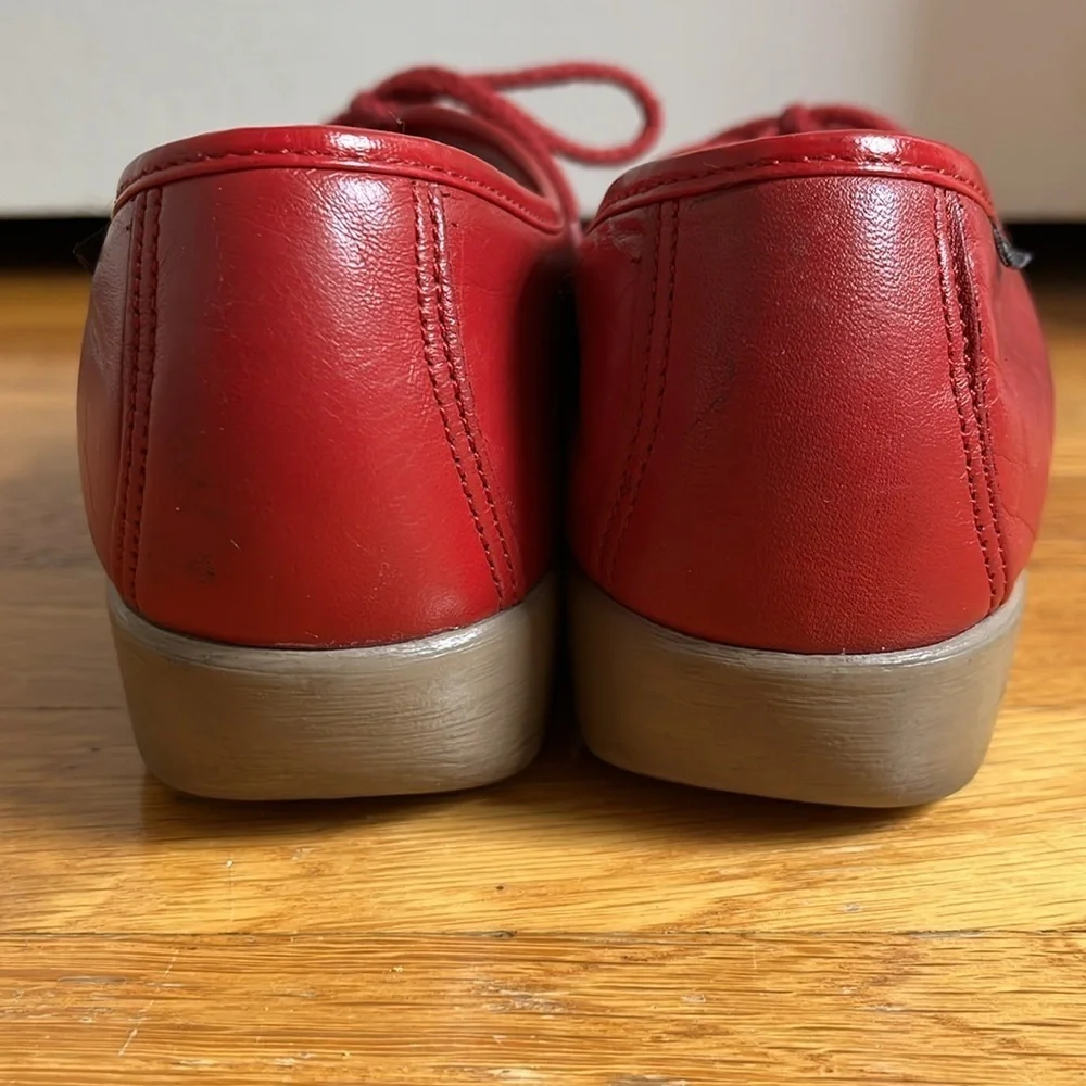 Red Granny Sneakers Made in USA Handsewn Lace Up Shoes Size 9N